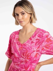 Weird Fish Pink Dilsha Printed Midi Dress - Image 4 of 7