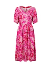 Weird Fish Pink Dilsha Printed Midi Dress - Image 6 of 7