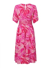 Weird Fish Pink Dilsha Printed Midi Dress - Image 7 of 7
