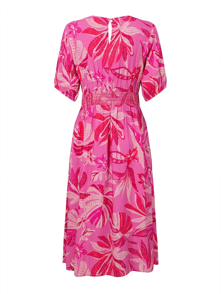 Weird Fish Pink Dilsha Printed Midi Dress - Image 7 of 7 Weird Fish Pink Dilsha Printed Midi Dress - Image 7 of 7