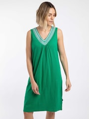 Weird Fish Green Nayal Embroidered Jersey Shift Tunic - Image 1 of 7