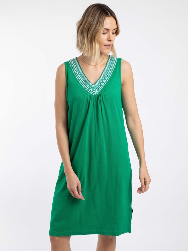 Weird Fish Green Nayal Embroidered Jersey Shift Tunic - Image 1 of 7 Weird Fish Green Nayal Embroidered Jersey Shift Tunic - Image 1 of 7