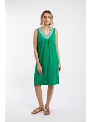 Weird Fish Green Nayal Embroidered Jersey Shift Tunic - Image 3 of 7