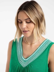 Weird Fish Green Nayal Embroidered Jersey Shift Tunic - Image 4 of 7