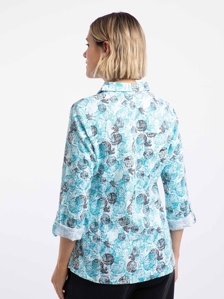 Weird Fish Blue Syona Double Cloth Printed Shirt - Image 2 of 7 Weird Fish Blue Syona Double Cloth Printed Shirt - Image 2 of 7