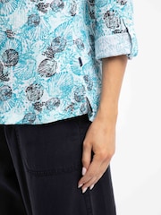 Weird Fish Blue Syona Double Cloth Printed Shirt - Image 5 of 7