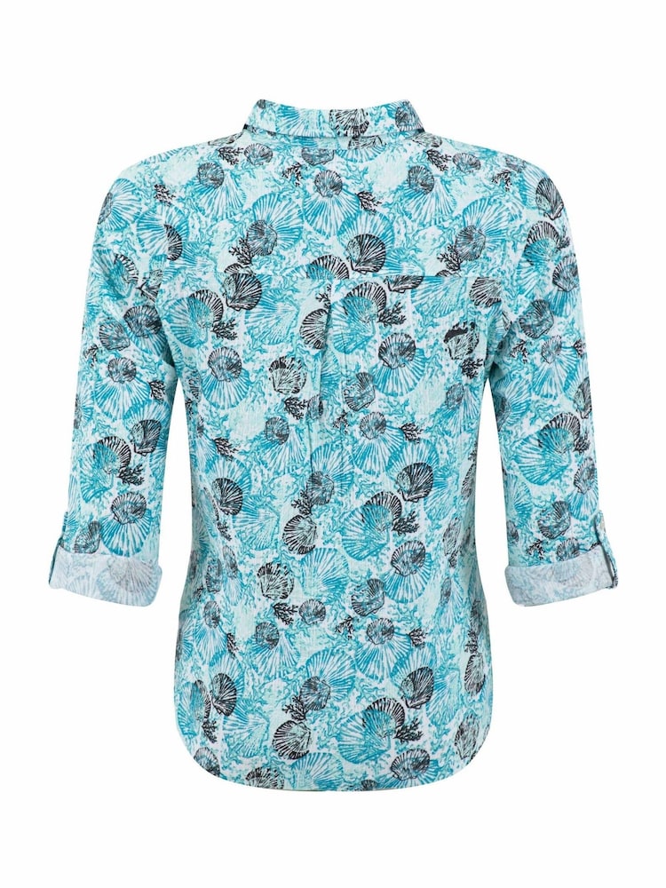 Weird Fish Blue Syona Double Cloth Printed Shirt - Image 7 of 7 Weird Fish Blue Syona Double Cloth Printed Shirt - Image 7 of 7