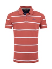 Weird Fish Red Fabian Striped Pique Polo Shirt - Image 6 of 7