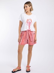 Weird Fish Pink Wilder Striped Summer Shorts - Image 1 of 7