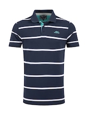Weird Fish Blue Fabian Striped Pique Polo Shirt - Image 7 of 8