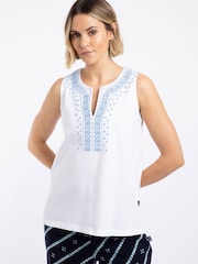 Weird Fish White Tirtha Embroidered Jersey Vest - Image 1 of 7
