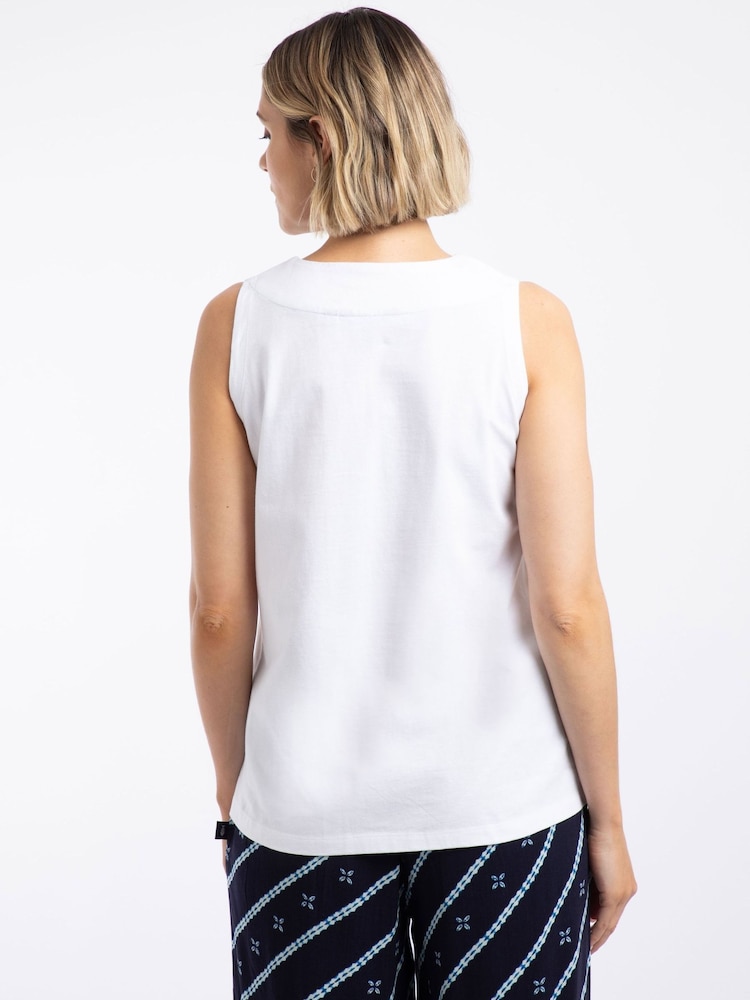 Weird Fish White Tirtha Embroidered Jersey Vest - Image 2 of 7 Weird Fish White Tirtha Embroidered Jersey Vest - Image 2 of 7