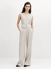 French Connection Cream Misha Suiting Fitted Waistcoat - Image 2 of 6
