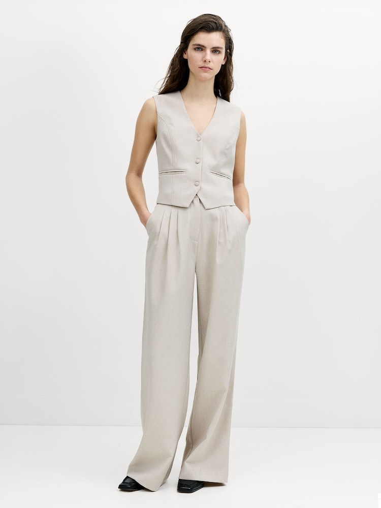 French Connection Cream Misha Suiting Fitted Waistcoat - Image 2 of 6 French Connection Cream Misha Suiting Fitted Waistcoat - Image 2 of 6