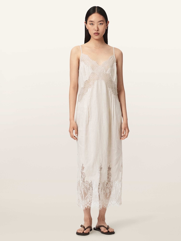 AllSaints White Samia Dress - Image 2 of 5 AllSaints White Samia Dress - Image 2 of 5