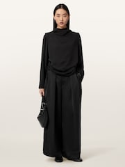 AllSaints Black Lola Trousers - Image 1 of 8