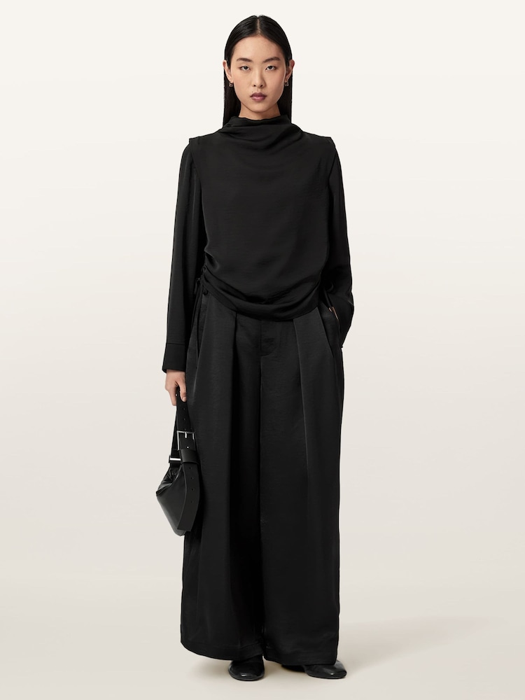 AllSaints Black Lola Trousers - Image 1 of 8 AllSaints Black Lola Trousers - Image 1 of 8