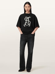 AllSaints Black Reflex Amelie T-Shirt - Image 2 of 6