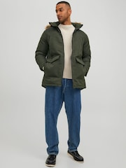 JACK & JONES Khaki Green Parka Coat - Image 2 of 5