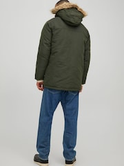 JACK & JONES Khaki Green Parka Coat - Image 3 of 5