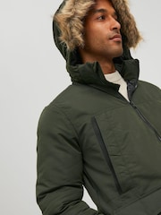 JACK & JONES Khaki Green Parka Coat - Image 4 of 5