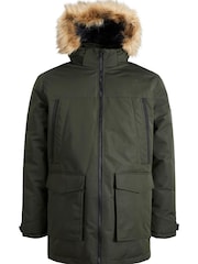 JACK & JONES Khaki Green Parka Coat - Image 5 of 5