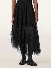 Negro - AllSaints Jen Textile Skirt - Imagen 1 de 7