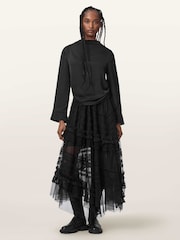 Negro - AllSaints Jen Textile Skirt - Imagen 2 de 7