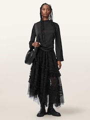 Negro - AllSaints Jen Textile Skirt - Imagen 5 de 7
