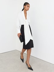 Reiss Black Veronica High-Rise Pencil Midi Skirt - Image 6 of 8