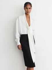 Reiss Black Veronica High-Rise Pencil Midi Skirt - Image 7 of 8