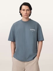 AllSaints Blue Backstage Short Sleeve Crew Neck T-Shirt - Image 1 of 7