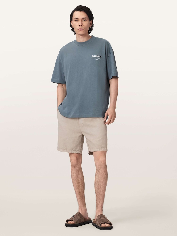 AllSaints Blue Backstage Short Sleeve Crew Neck T-Shirt - Image 2 of 7