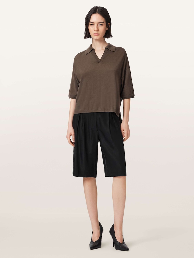 AllSaints Green Bern Polo Shirt - Image 2 of 6 AllSaints Green Bern Polo Shirt - Image 2 of 6