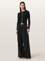 AllSaints Black Cruz Zip Cardigan - Image 1 of 7