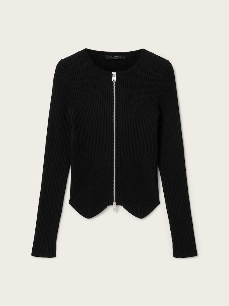 AllSaints Black Cruz Zip Cardigan - Image 7 of 7 AllSaints Black Cruz Zip Cardigan - Image 7 of 7