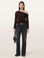 AllSaints Brown Mimi Top - Image 1 of 7