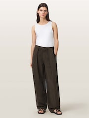 Коричневый - Льняные брюки Allsaints Phi - Изображение 2 6
