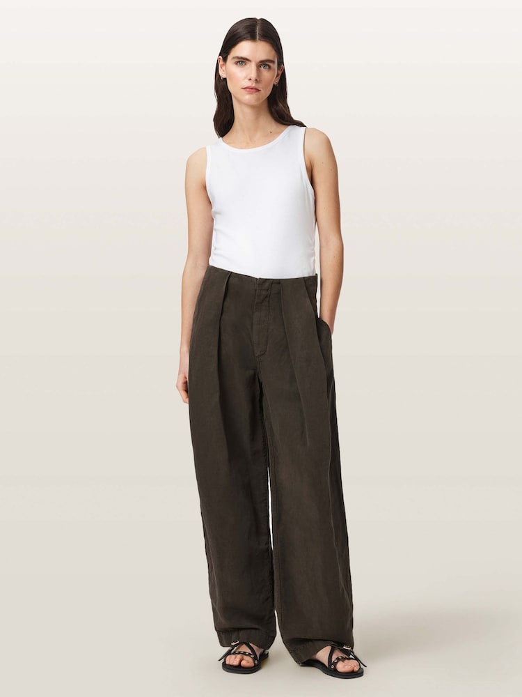 Коричневый - Льняные брюки Allsaints Phi - Изображение 2 6