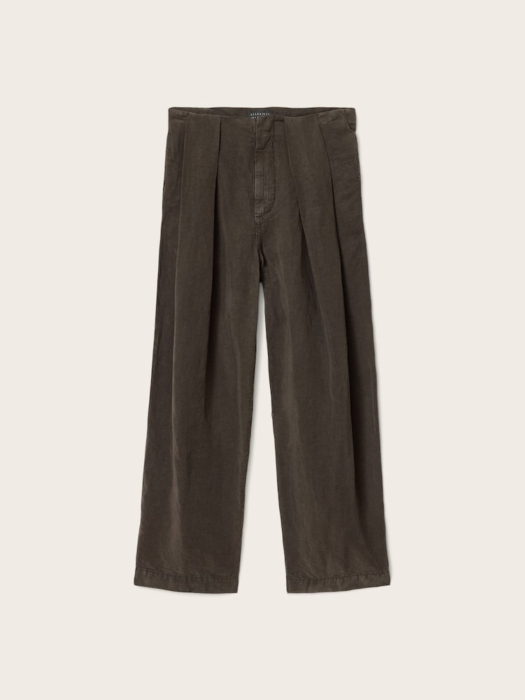 Коричневый - Льняные брюки Allsaints Phi - Изображение 6 6