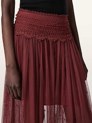 AllSaints Red Trixie Lace Skirt - Image 3 of 7