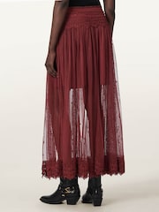 AllSaints Red Trixie Lace Skirt - Image 5 of 7