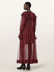 AllSaints Red Trixie Lace Skirt - Image 6 of 7