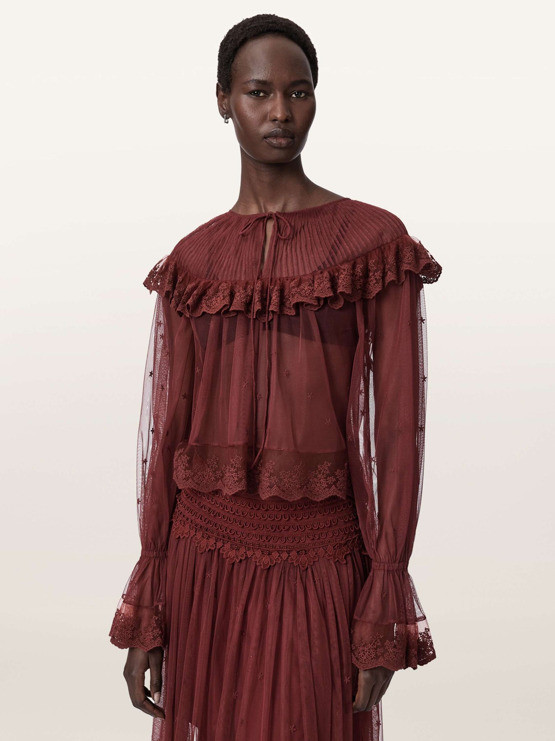 Buy AllSaints Red Trixie Lace Top from Next USA