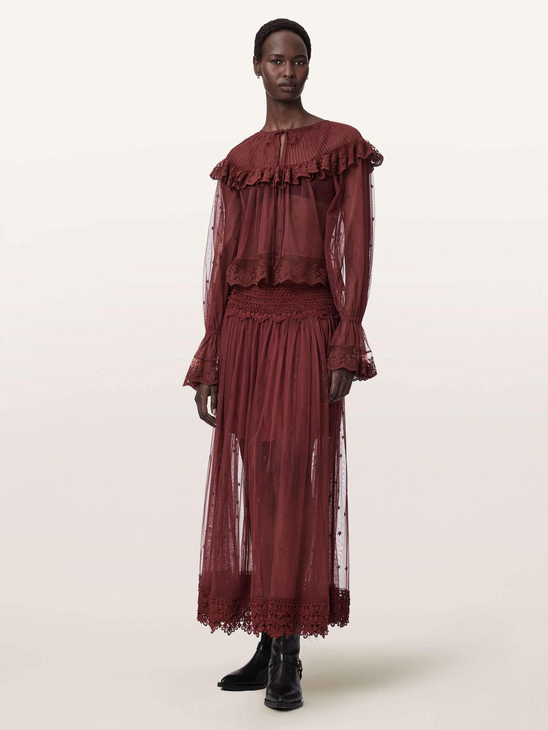 Buy AllSaints Red Trixie Lace Top from Next USA
