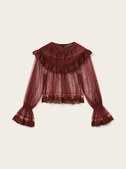 AllSaints Red Trixie Lace Top - Image 5 of 5