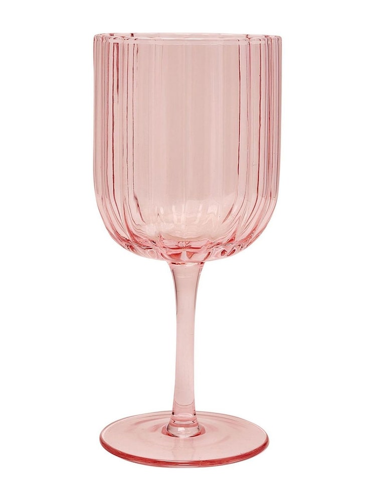 Widdop Set of 2 Pink Scalloped Wine Glasses - Image 2 of 3 Widdop Set of 2 Pink Scalloped Wine Glasses - Image 2 of 3