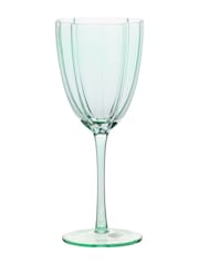 Widdop Set of 2 Green Scallop Wine Glass - Image 3 of 3