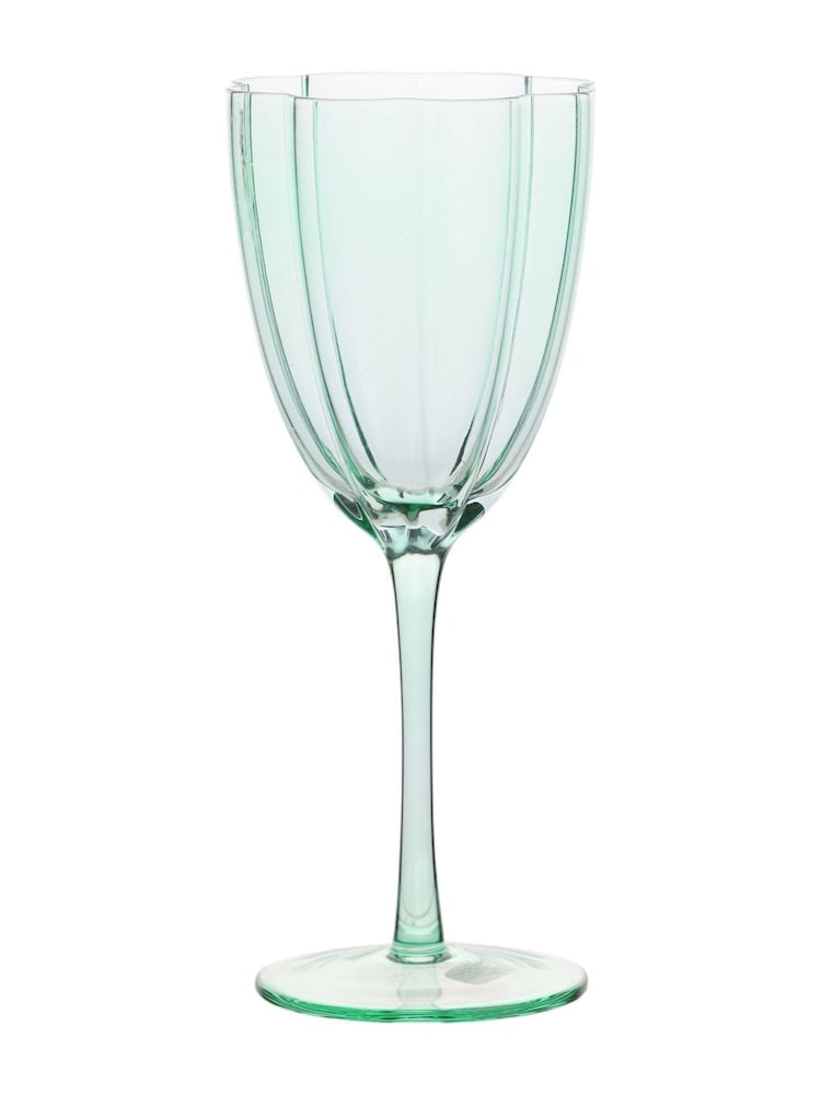 Widdop Set of 2 Green Scallop Wine Glass - Image 3 of 3