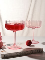 Widdop Set of 2 Pink Scalloped Martini Glass - Image 1 of 3